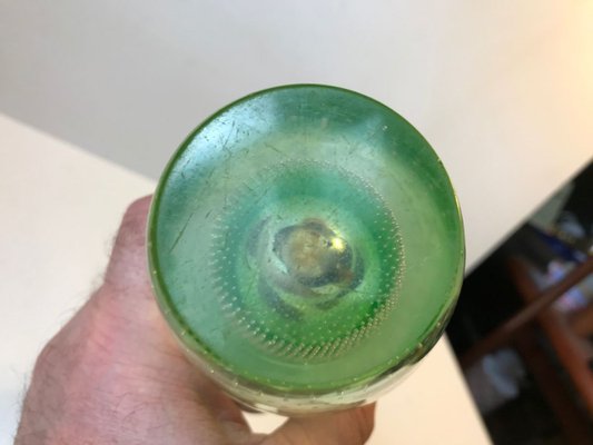 Green Duckling Glass Vase with Air Bubbles by Per Lütken for Holmegaard, 1950s-LCR-784769