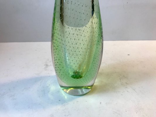 Green Duckling Glass Vase with Air Bubbles by Per Lütken for Holmegaard, 1950s-LCR-784769