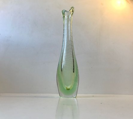 Green Duckling Glass Vase with Air Bubbles by Per Lütken for Holmegaard, 1950s-LCR-784769