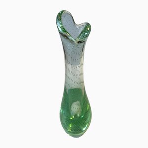 Green Duckling Glass Vase with Air Bubbles by Per Lütken for Holmegaard, 1950s-LCR-784769