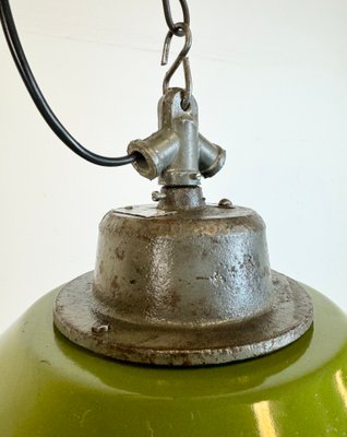 Green Enamel and Cast Iron Industrial Pendant Light, 1960s-CGF-1785107