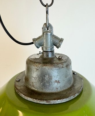 Green Enamel and Cast Iron Industrial Pendant Light, 1960s-CGF-1785107