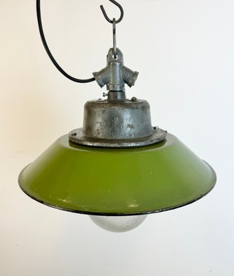 Green Enamel and Cast Iron Industrial Pendant Light, 1960s-CGF-1785107