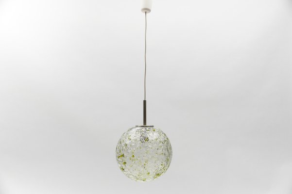 Green Glass Ball Pendant Lamp from Doria, Germany, 1960s-KQB-1743114