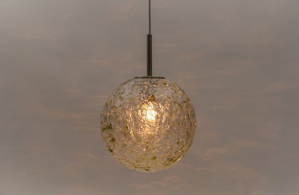 Green Glass Ball Pendant Lamp from Doria, Germany, 1960s-KQB-1743114