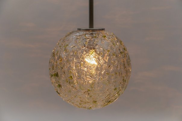 Green Glass Ball Pendant Lamp from Doria, Germany, 1960s-KQB-1743114