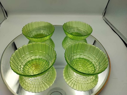 Green Glass Bowls, 1960s, Set of 4-CAQ-1793163