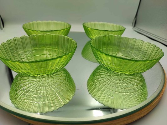 Green Glass Bowls, 1960s, Set of 4-CAQ-1793163