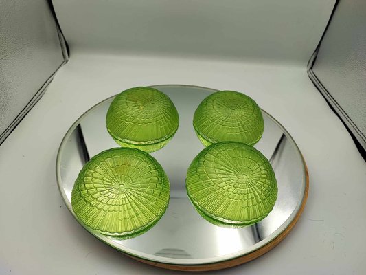 Green Glass Bowls, 1960s, Set of 4-CAQ-1793163