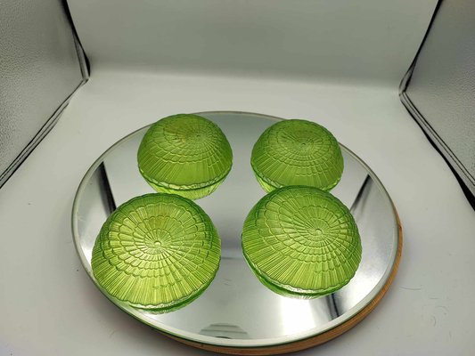 Green Glass Bowls, 1960s, Set of 4-CAQ-1793163