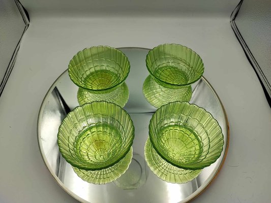 Green Glass Bowls, 1960s, Set of 4-CAQ-1793163