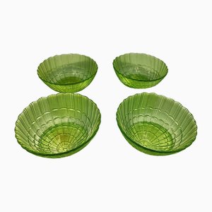 Green Glass Bowls, 1960s, Set of 4-CAQ-1793163