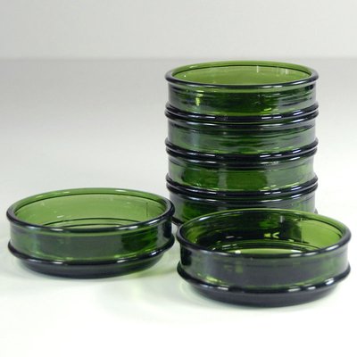 Green Glass Bowls from Nissen, Denmark, 1970s, Set of 6-GIW-987991