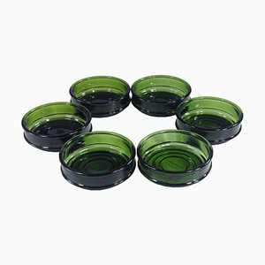 Green Glass Bowls from Nissen, Denmark, 1970s, Set of 6-GIW-987991