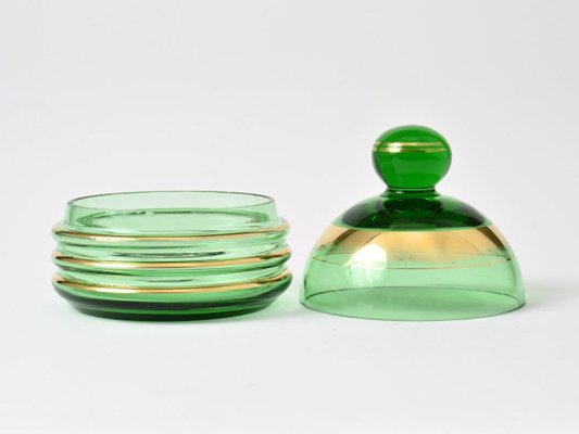 Green Glass Box from De Rupel, 1930s-IXK-885882