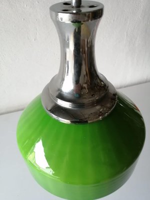 Green Glass & Chrome Ceiling Lamp, 1970s-RDS-1148022