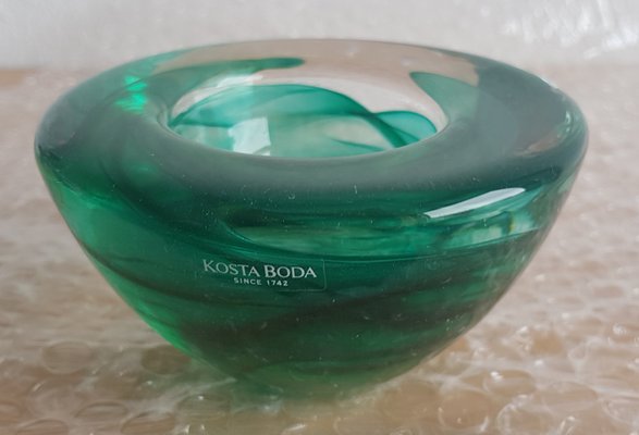 Green Glass Tealight Holder by Anna Ehrner for Kosta Boda, 1990s-QDP-1295701