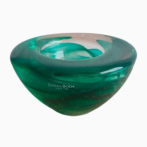 Green Glass Tealight Holder by Anna Ehrner for Kosta Boda, 1990s-QDP-1295701