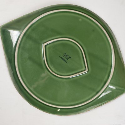 Green Glazed Ceramic Dishes and Bottom Tray, 1960s, Set of 8-JQO-1223707