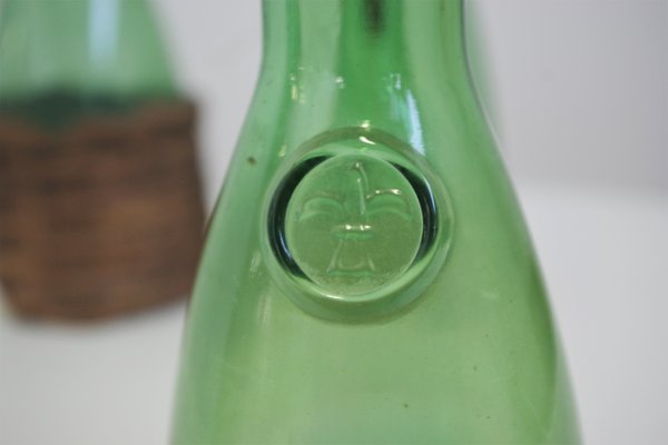 Green Green Glass Wine Decanter, 1950s, Set of 4-KNM-1139980