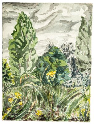 Green Landscape - Original Watercolor by Jean Chapin - 1920s 1920s-ZCI-757587