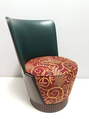 Green Leather and Patterned Fabric Lounge Chair by Adam Tihany for Colbert, 1995-JPQ-2035639