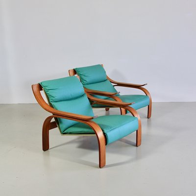 Green Leather Armchairs by Marco Zanuso for Arflex, 1960s, Set of 2-INL-726642