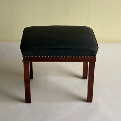 Green Leather Ottoman by Lajos Ludwig Kozma, Hungary, 1930s-HWV-1309849