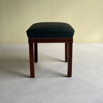 Green Leather Ottoman by Lajos Ludwig Kozma, Hungary, 1930s-HWV-1309849