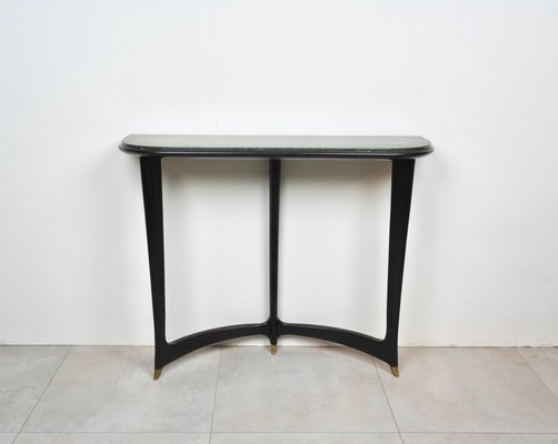 Green Marble, Wood & Brass Console Table by Guglielmo Ulrich, Italy, 1940s-LYQ-1187208