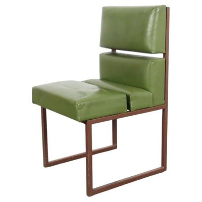 Green Minimalist Leather Chairs, 1970s, Set of 3-ABO-1440483