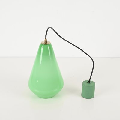 Green Murano Cased Glass and Brass Pendant from Stilnovo, 1950s-JDR-1818948