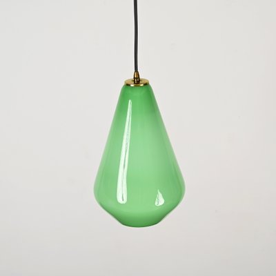 Green Murano Cased Glass and Brass Pendant from Stilnovo, 1950s-JDR-1818948