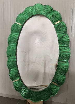 Green Murano Glass and Brass Wall Mirror, 1990s-UH-1408530