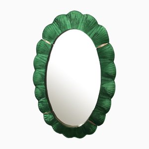 Green Murano Glass and Brass Wall Mirror, 1990s-UH-1408530