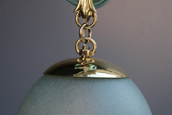 Green Murano Glass & Brass Ceiling Lamp from Archimede Seguso, 1940s-EH-1240261