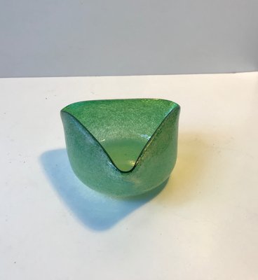 Green Murano Glass Dish with Frothy Bubbles, 1970s-LCR-772234