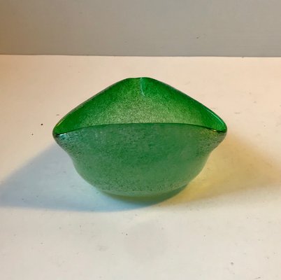 Green Murano Glass Dish with Frothy Bubbles, 1970s-LCR-772234