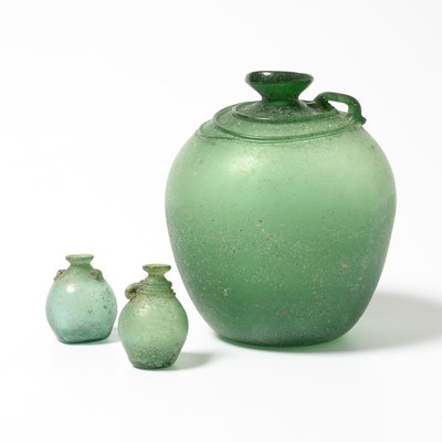 Green Murano Glass Vases Set, Set of 3-VT-806077