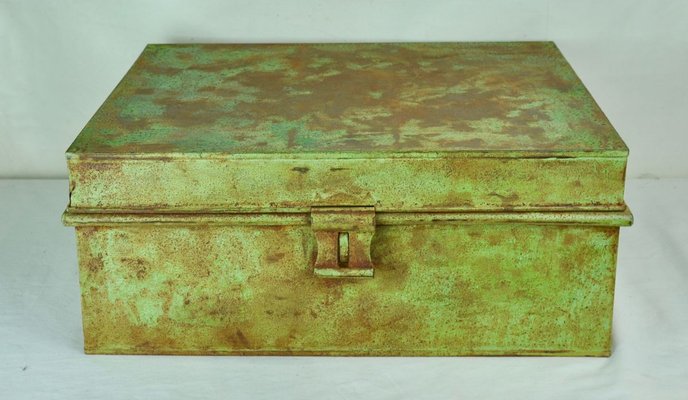 Green Painted Metal Box, 1970s-ROJ-626436