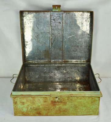 Green Painted Metal Box, 1970s-ROJ-626436