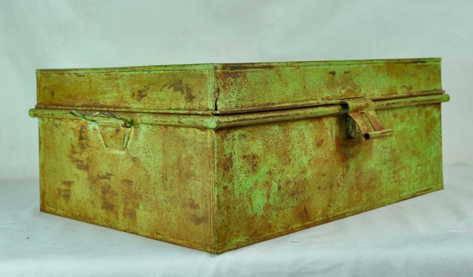 Green Painted Metal Box, 1970s-ROJ-626436