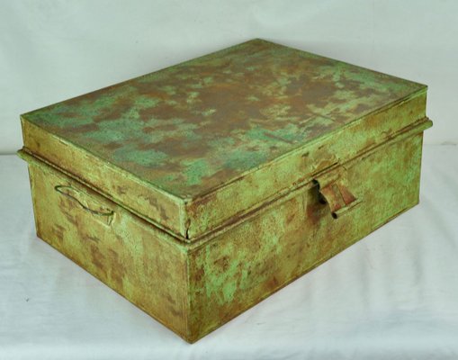 Green Painted Metal Box, 1970s-ROJ-626436