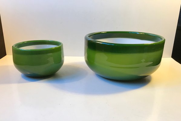 Green Palet Snack and Salad Bowls by Michael Bang for Holmegaard, 1970s, Set of 2-LCR-682714