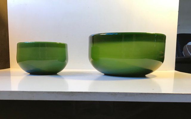 Green Palet Snack and Salad Bowls by Michael Bang for Holmegaard, 1970s, Set of 2-LCR-682714