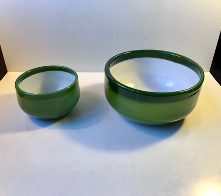 Green Palet Snack and Salad Bowls by Michael Bang for Holmegaard, 1970s, Set of 2-LCR-682714