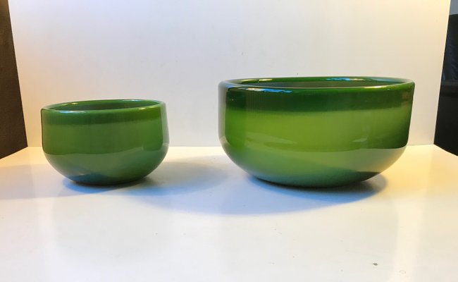 Green Palet Snack and Salad Bowls by Michael Bang for Holmegaard, 1970s, Set of 2-LCR-682714