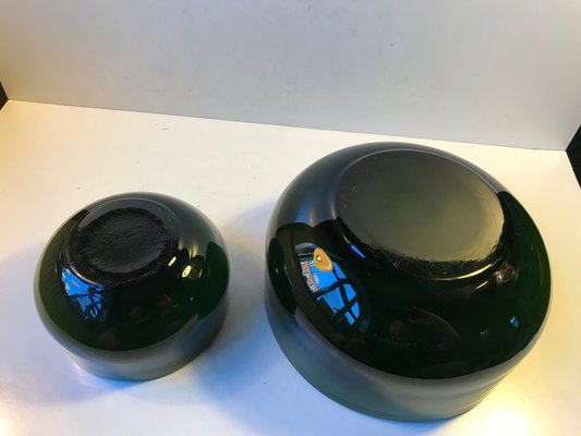 Green Palet Snack and Salad Bowls by Michael Bang for Holmegaard, 1970s, Set of 2-LCR-682714