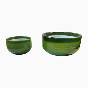 Green Palet Snack and Salad Bowls by Michael Bang for Holmegaard, 1970s, Set of 2-LCR-682714