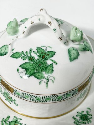 Green Porcelain Chinese Bouquet Apponyi Tea Set from Herend Hungary, Set of 10-UCH-1224410